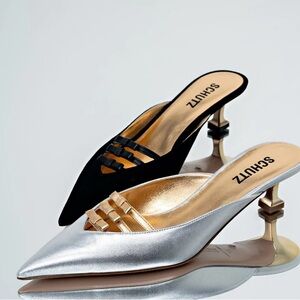 SCHUTZ Alessia Metallic Kitten Heel (9.5)